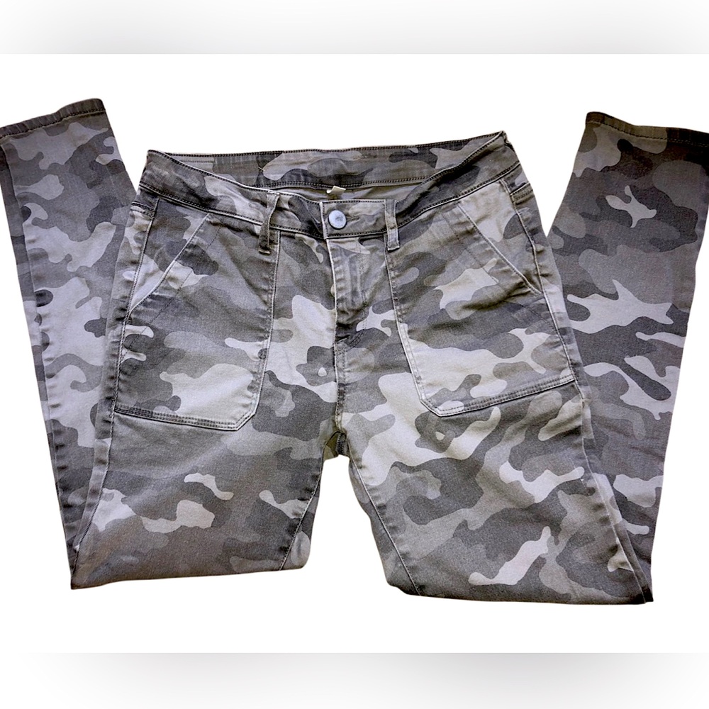 Seven7 Gray and White Straight Leg Jeans Urban Camouflage